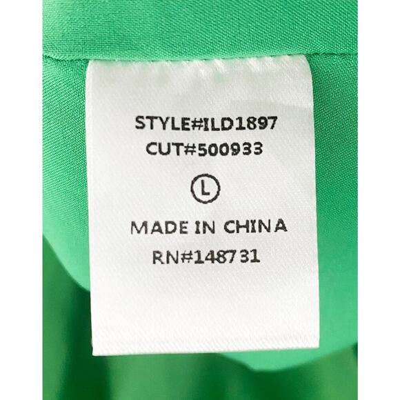 Lalavon Women's Green One Shoulder Tie Dress Midi Tiered Summer Vacation Flowy L - Picture 11 of 11